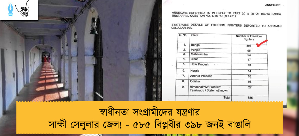 স্বাধীনতা সংগ্রামীদের যন্ত্রণার সাক্ষী সেলুলার জেল! - ৫৮৫ বিপ্লবীর ৩৯৮ জনই বাঙালি