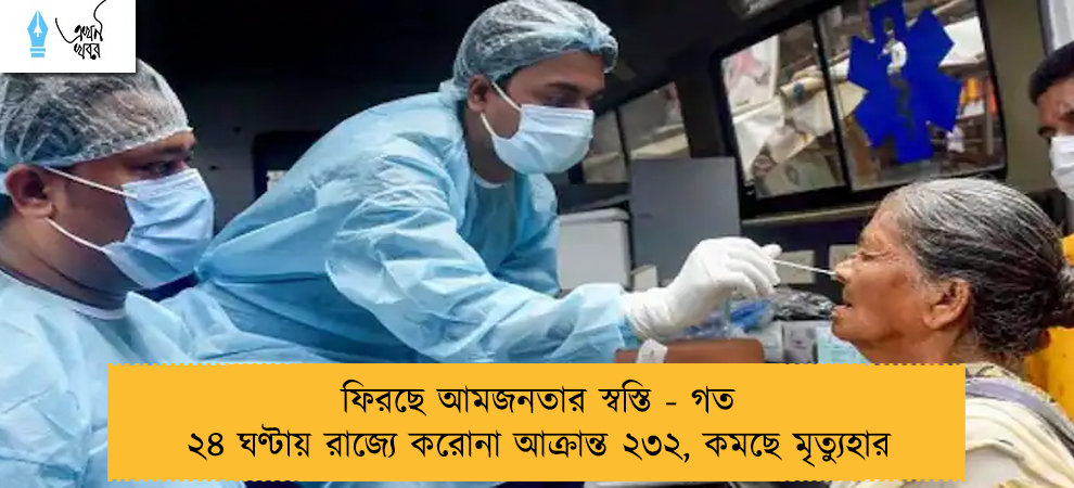ফিরছে আমজনতার স্বস্তি - গত ২৪ ঘণ্টায় রাজ্যে করোনা আক্রান্ত ২৩২, কমছে মৃত্যুহার