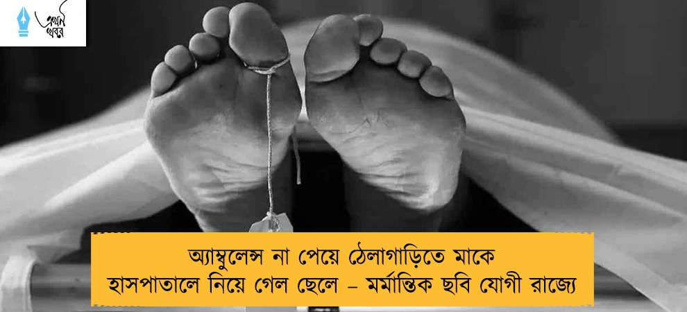 অ্যাম্বুলেন্স না পেয়ে ঠেলাগাড়িতে মাকে হাসপাতালে নিয়ে গেল ছেলে – মর্মান্তিক ছবি যোগী রাজ্যে