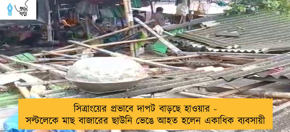 সিত্রাংয়ের প্রভাবে দাপট বাড়ছে হাওয়ার - সল্টলেকে মাছ বাজারের ছাউনি ভেঙে আহত হলেন একাধিক ব্যবসায়ী