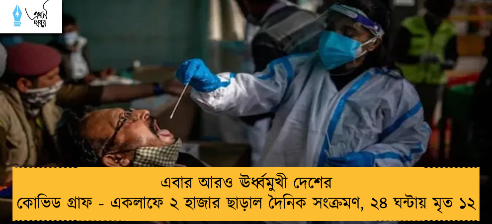 এবার আরও ঊর্ধ্বমুখী দেশের কোভিড গ্রাফ - একলাফে ২ হাজার ছাড়াল দৈনিক সংক্রমণ, ২৪ ঘন্টায় মৃত ১২