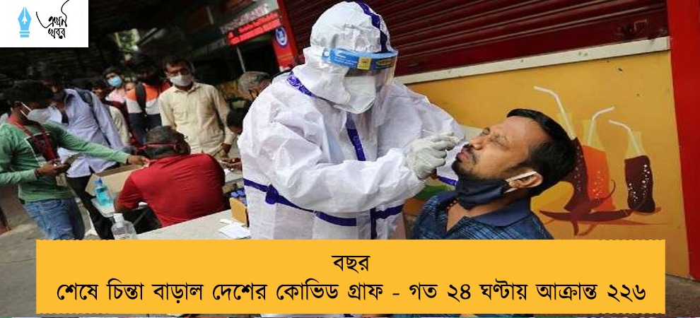 বছর শেষে চিন্তা বাড়াল দেশের কোভিড গ্রাফ - গত ২৪ ঘণ্টায় আক্রান্ত ২২৬