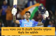 ২০২২ সালের সেরা টি-টোয়েন্টি ক্রিকেটার সূর্যকুমার - স্বীকৃতি দিল আইসিসি