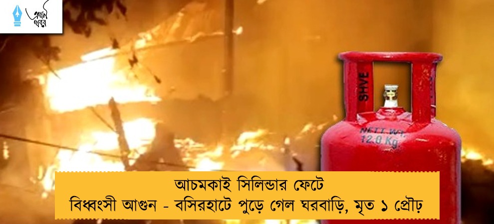 আচমকাই সিলিন্ডার ফেটে বিধ্বংসী আগুন - বসিরহাটে পুড়ে গেল ঘরবাড়ি, মৃত ১ প্রৌঢ়