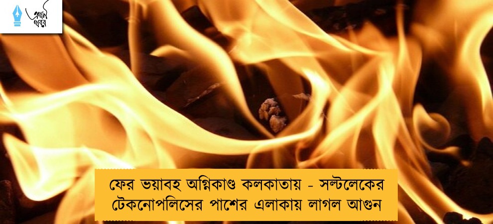 ফের ভয়াবহ অগ্নিকাণ্ড কলকাতায় - সল্টলেকের টেকনোপলিসের পাশের এলাকায় লাগল আগুন