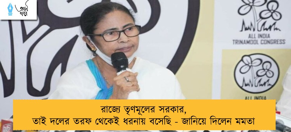 রাজ্যে তৃণমূলের সরকার, তাই দলের তরফ থেকেই ধরনায় বসেছি - জানিয়ে দিলেন মমতা