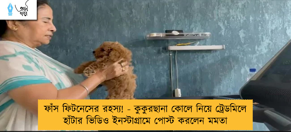 ফাঁস ফিটনেসের রহস্য! - কুকুরছানা কোলে নিয়ে ট্রেডমিলে হাঁটার ভিডিও ইনস্টাগ্রামে পোস্ট করলেন মমতা