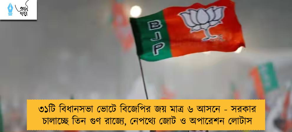 ৩১টি বিধানসভা ভোটে বিজেপির জয় মাত্র ৬ আসনে - সরকার চালাচ্ছে তিন গুণ রাজ্যে, নেপথ্যে জোট ও অপারেশন লোটাস