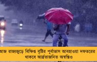 আজ রাজ্যজুড়ে বিক্ষিপ্ত বৃষ্টির পূর্বাভাস আবহাওয়া দফতরের - থাকবে আর্দ্রতাজনিত অস্বস্তিও