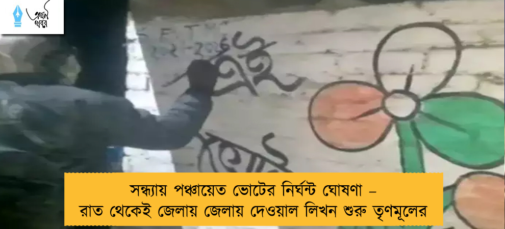 সন্ধ্যায় পঞ্চায়েত ভোটের নির্ঘন্ট ঘোষণা – রাত থেকেই জেলায় জেলায় দেওয়াল লিখন শুরু তৃণমূলের