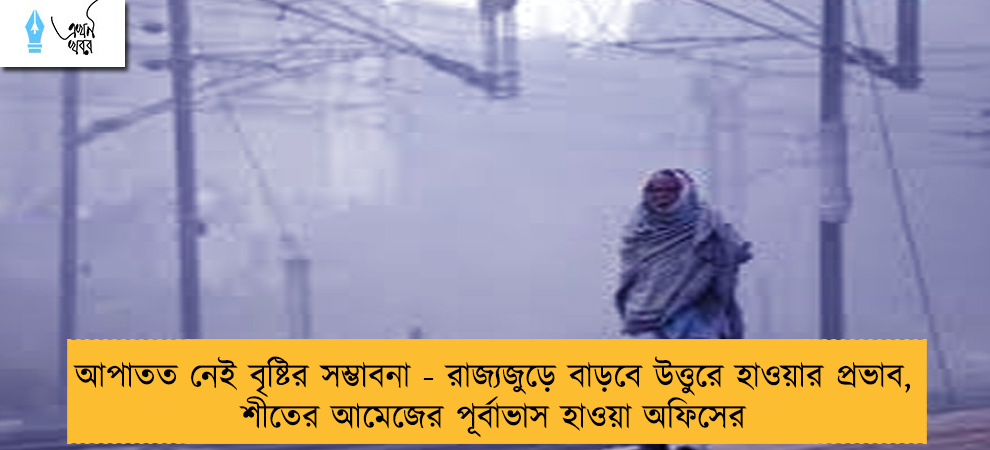 আপাতত নেই বৃষ্টির সম্ভাবনা - রাজ্যজুড়ে বাড়বে উত্তুরে হাওয়ার প্রভাব, শীতের আমেজের পূর্বাভাস হাওয়া অফিসের