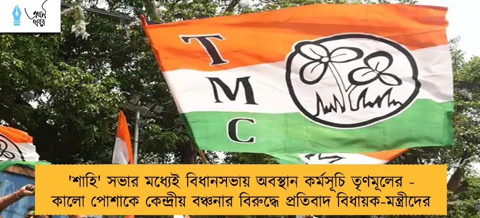 'শাহি' সভার মধ্যেই বিধানসভায় অবস্থান কর্মসূচি তৃণমূলের - কালো পোশাকে কেন্দ্রীয় বঞ্চনার বিরুদ্ধে প্রতিবাদ বিধায়ক-মন্ত্রীদের