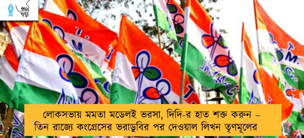 লোকসভায় মমতা মডেলই ভরসা, দিদি-র হাত শক্ত করুন – তিন রাজ্যে কংগ্রেসের ভরাডুবির পর দেওয়াল লিখন তৃণমূলের