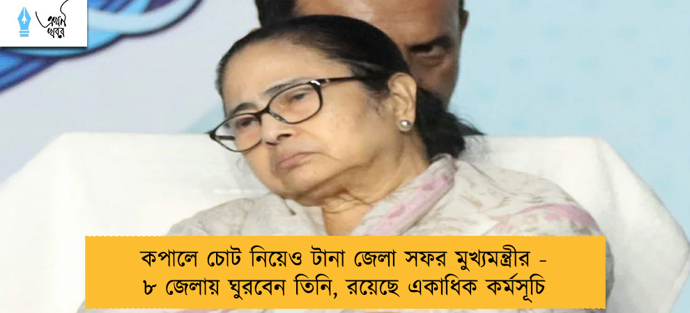 কপালে চোট নিয়েও টানা জেলা সফর মুখ্যমন্ত্রীর - ৮ জেলায় ঘুরবেন তিনি, রয়েছে একাধিক কর্মসূচি