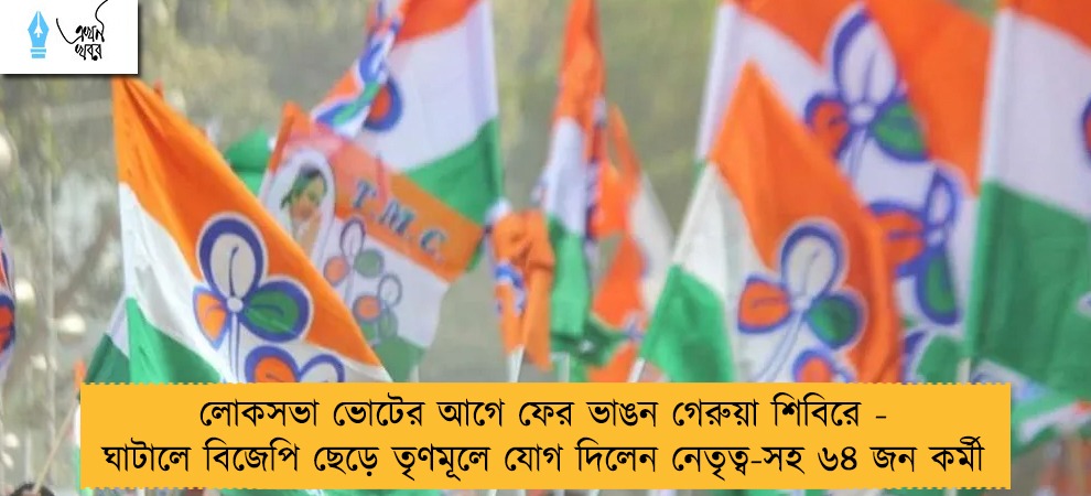 লোকসভা ভোটের আগে ফের ভাঙন গেরুয়া শিবিরে - ঘাটালে বিজেপি ছেড়ে তৃণমূলে যোগ দিলেন নেতৃত্ব-সহ ৬৪ জন কর্মী