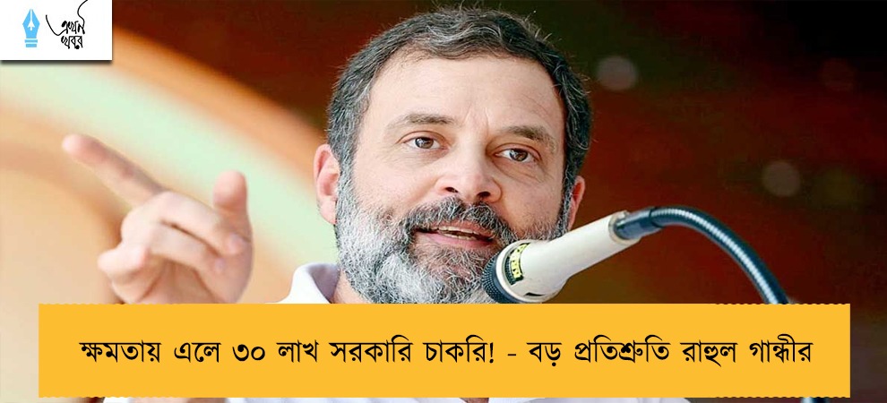ক্ষমতায় এলে ৩০ লাখ সরকারি চাকরি! - বড় প্রতিশ্রুতি রাহুল গান্ধীর