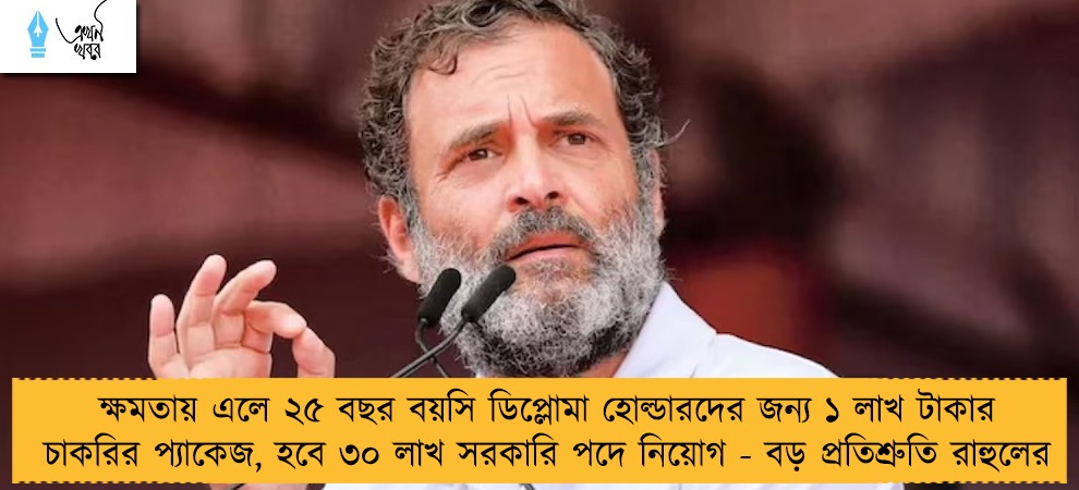 ক্ষমতায় এলে ২৫ বছর বয়সি ডিপ্লোমা হোল্ডারদের জন্য ১ লাখ টাকার চাকরির প্যাকেজ, হবে ৩০ লাখ সরকারি পদে নিয়োগ - বড় প্রতিশ্রুতি রাহুলের