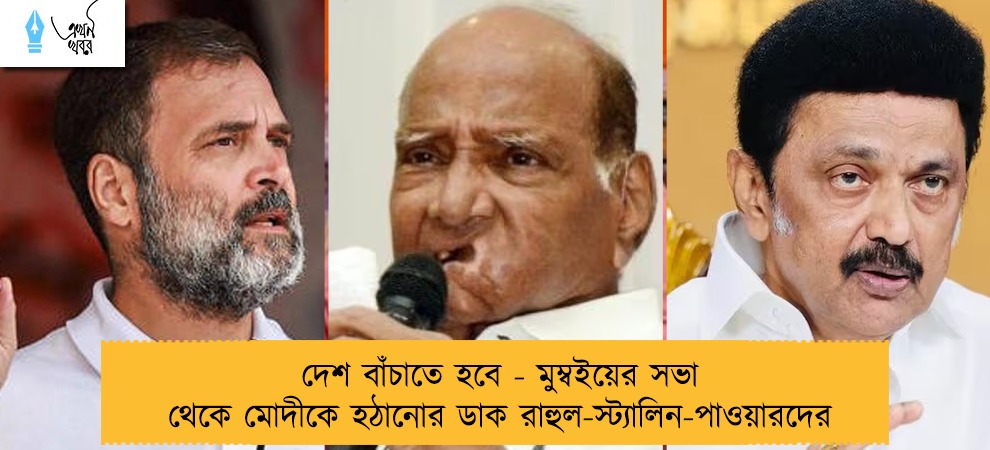 দেশ বাঁচাতে হবে - মুম্বইয়ের সভা থেকে মোদীকে হঠানোর ডাক রাহুল-স্ট্যালিন-পাওয়ারদের