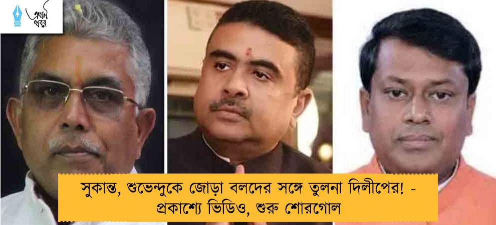 সুকান্ত, শুভেন্দুকে জোড়া বলদের সঙ্গে তুলনা দিলীপের! - প্রকাশ্যে ভিডিও, শুরু শোরগোল