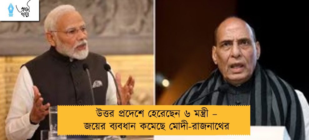 উত্তর প্রদেশে হেরেছেন ৬ মন্ত্রী – জয়ের ব্যবধান কমেছে মোদী-রাজনাথের