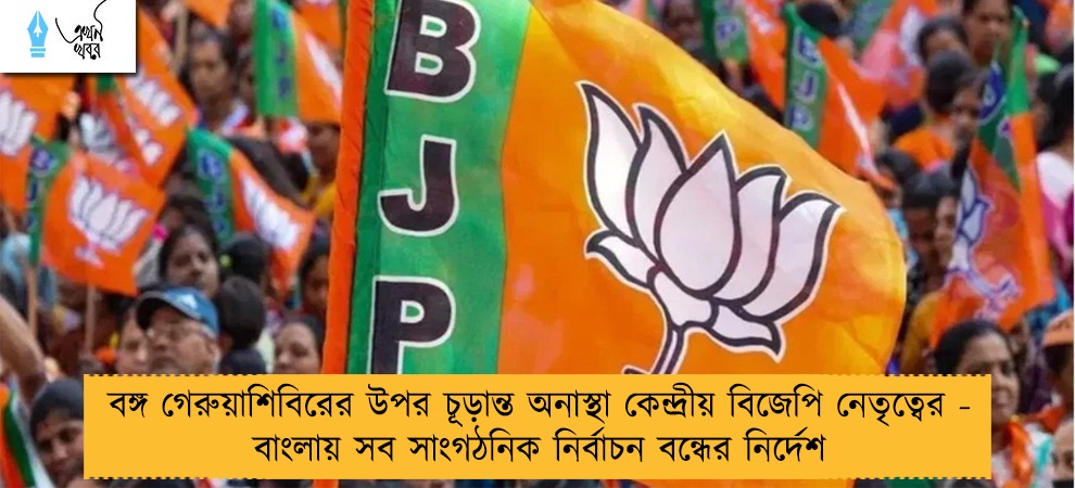 বঙ্গ গেরুয়াশিবিরের উপর চূড়ান্ত অনাস্থা কেন্দ্রীয় বিজেপি নেতৃত্বের - বাংলায় সব সাংগঠনিক নির্বাচন বন্ধের নির্দেশ