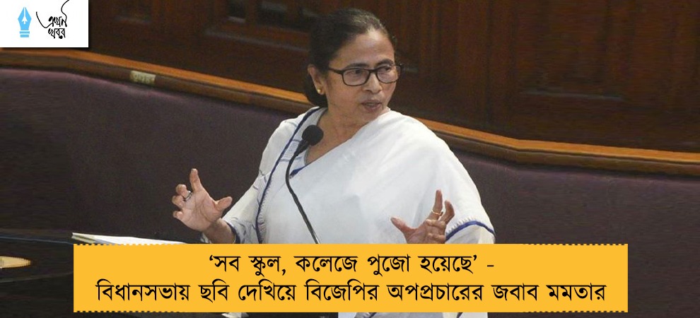 ‘সব স্কুল, কলেজে পুজো হয়েছে’ - বিধানসভায় ছবি দেখিয়ে বিজেপির অপপ্রচারের জবাব মমতার